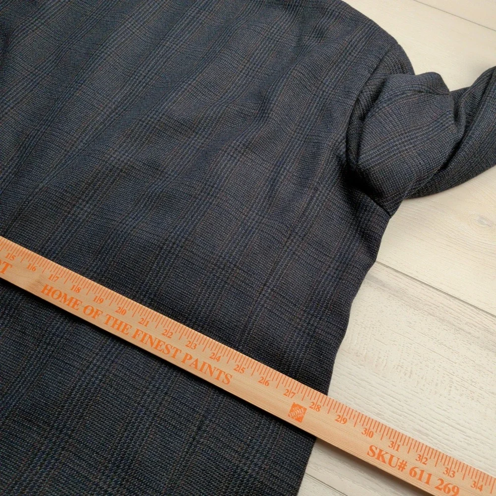 Oak Hill Sport Coat Blazer‎ Mens 54R Glen Plaid Blue Brown Two Button Windowpane